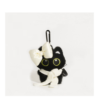 Kawali Écharpe noire chaton poupée sac pendentif porte-clés en peluche doux chat peluche poupée porte-clés décoration sac à dos pendentif à breloque cadeau