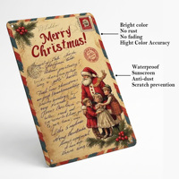 Décoration Murale Vente en Gros Cadeaux de Noël Panneau Métallique de Haute Qualité Père Noël Plaques en Étain Décoratives Peinture Murale pour la Maison Chambre Affiche Métallique