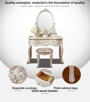 Coiffeuse en bois de style européen moderne et élégante, best-seller, avec miroir éclairé et design écoresponsable pour petites maisons