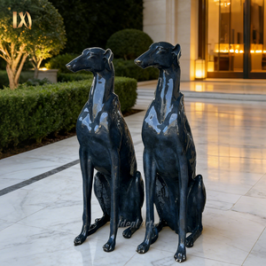 Sculptures de lévriers en bronze grandeur nature style Art déco, statue de chien classique européenne pour extérieur - Product Image 2