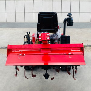 Tracteur compact à chenilles rouge, moteur diesel, cultivateur de sol agricole avec coupe-herbe pour usage agricole - Product Image 4
