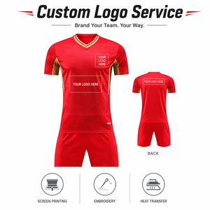 Jersey Sepak Bola Tim Kustom Grosir Aiju, Kerah V, Warna Blok, Bernapas, Cepat Kering, Cetak, Set Jersey Sepak Bola Baru - Product Image 2