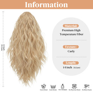 En gros Extensions <span class=keywords><strong>de</strong></span> cheveux synthétiques en <span class=keywords><strong>queue</strong></span> <span class=keywords><strong>de</strong></span> <span class=keywords><strong>cheval</strong></span> à pince, résistantes à la chaleur, longues, ondulées et volumineuses - Product Image 2