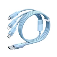 Cable de Carga Superrápida Tres en Uno de 100W con Revestimiento Tejido, Compatible con Teléfonos IOS y Android, Cargador Universal para Auto Tipo-C USB 2.0