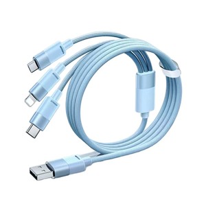 Câble de charge super rapide <span class=keywords><strong>3</strong></span>-en-1 100W avec gaine tressée compatible téléphones iOS et Android, chargeur de voiture universel <span class=keywords><strong>USB</strong></span> 2.0 Type-C - Product Image 1