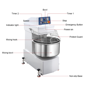 Máy trộn bột bánh mì 30kg đến 100kg mới cho bột Máy trộn xoắn ốc công nghiệp công suất cao 30L đến 260L cho tiệm bánh - Product Image 2