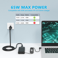 Chargeur en gros 65W à embout bleu pour HP ProBook x360 11 G1 G2, pour HP ProBook 640 650 G3 G4 G5 19.5V 3.33A, pour chargeur HP
