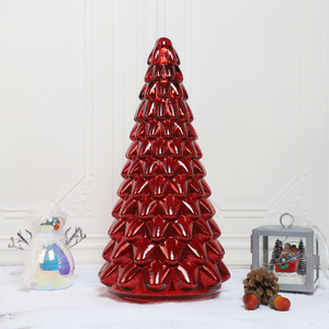 Árbol de Navidad de cristal rojo mercury, árbol de Navidad iluminado, decoración de mesa, Juego de 3 - Product Image 5