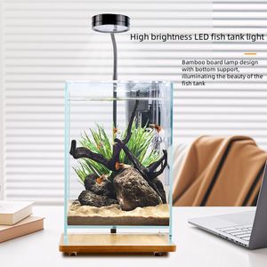 2025 lumière durable de réservoir de poissons d'<span class=keywords><strong>aquarium</strong></span> de l'acrylique LED de luxe avec la conception de plante en bambou pour le salon - Product Image 5