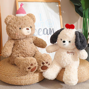 Peluche chien mignon avec tête à pattes brodées délicates, cœur rouge et oreilles souples noires, jouet d'amour pour la Saint-Valentin - Product Image 6