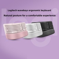 Clavier d'ordinateur portable ergonomique sans fil Logitech New Wave avec touches à membrane programmables, design non mécanique pleine taille