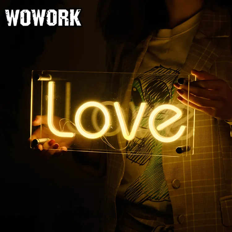2024 WOWORK usine entreprise magasin logo panneau publicitaire décoration de festival maison enseigne lumineuse néon personnalisée pour centres de table de mariage