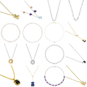 Collares con Colgante Touses, Cadena de Perlas de Imitación, Cadena de Eslabones de Cristal Multicolor, Chapado en Oro y Plata, Joyería de Moda para Mujer - Product Image 1