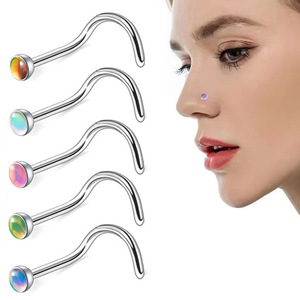 Piercing de <span class=keywords><strong>Nariz</strong></span> Moderno en Forma de L, Barra Curva, Película Reflectante, Piercing Recto para la <span class=keywords><strong>Nariz</strong></span>, Lote de Piercings, Piercing de <span class=keywords><strong>Nariz</strong></span> Tipo Cuff, <span class=keywords><strong>Clip</strong></span> para la <span class=keywords><strong>Nariz</strong></span> - Product Image 2