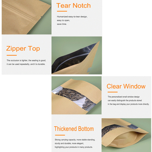 Kemasan Pouch Kraft Laminasi Zipper Anti Lembab Ramah Lingkungan Desain Kustom untuk Makanan, dengan Jendela, untuk Gula, Keripik Kentang, Permen Karet Bayi - Product Image 4