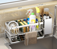 Étagère de rangement de cuisine, support de drainage pour tissus, sans perçage, étagère à épices pour la maison, pour robinet d'évier