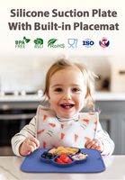 Nouvelle idée de produit 2024 assiette pour bébé napperon intégré plaques d'aspiration en silicone pour enfants enfants tout-petits cuisine Table à manger