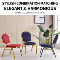 Chaise de banquet professionnelle empilable en métal robuste - Chaise de salle à manger moderne rembourrée en tissu avec patins de protection pour usage commercial