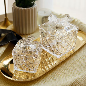 Exquisito frasco de cristal transparente con relieve de pájaro, mariposa, caramelo, caja de joyería de boda con tapa, contenedor de almacenamiento - Product Image 2