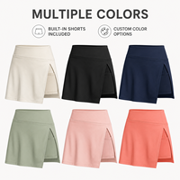 Jupe-short de tennis personnalisée pour femmes, taille haute, avec fente avant et short intégré, pour le sport et l'entraînement sur le court de tennis