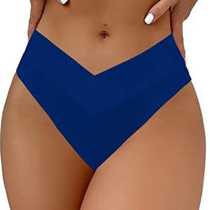 Braguitas de bikini de cintura alta con corte en V <span class=keywords><strong>para</strong></span> mujer, acanaladas, control de abdomen, color liso, <span class=keywords><strong>para</strong></span> verano, playa y piscina - Product Image 2