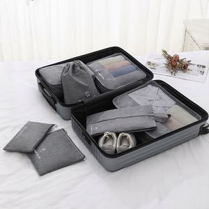 7 Pcs Sets Cation Fabric Storage Bag Packing <b>Cubes</b> Travel Luggage Organizer Bags for Travel Accessories Essentials - Product Image 6