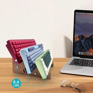 Soporte de madera para teclado, organizador de escritorio de 3 niveles, estante de almacenamiento para uso en el hogar y la oficina - Product Image 1