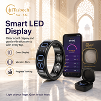 Anillo Religioso Inteligente iTasbeeh Salam con Pantalla LED, Control por Aplicación, Acero Inoxidable, Recordatorio por Vibración, Rastreador de Progreso Diario
