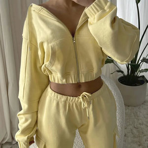 Felpa con Zip <span class=keywords><strong>Oversize</strong></span> in Spugna Francese OEM, 100% Cotone, Tinta Unita, <span class=keywords><strong>Abbigliamento</strong></span> Sportivo e Femminile - Product Image 2