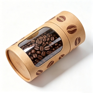 Tubo de Papel Kraft Reciclable Ecológico Personalizado para Envasado de Café con Tapa Personalizada con Impresión y Estampado en Caliente - Product Image 1