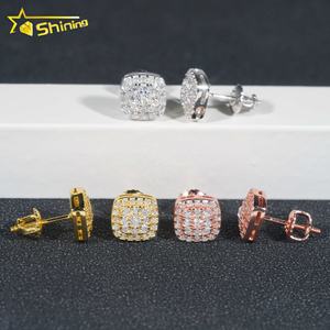 Testeur de diamants prêt à expédier boucles d'oreilles à tige en moissanite VVS en argent sterling 925 <span class=keywords><strong>populaire</strong></span> Hip Hop glacé - Product Image 4