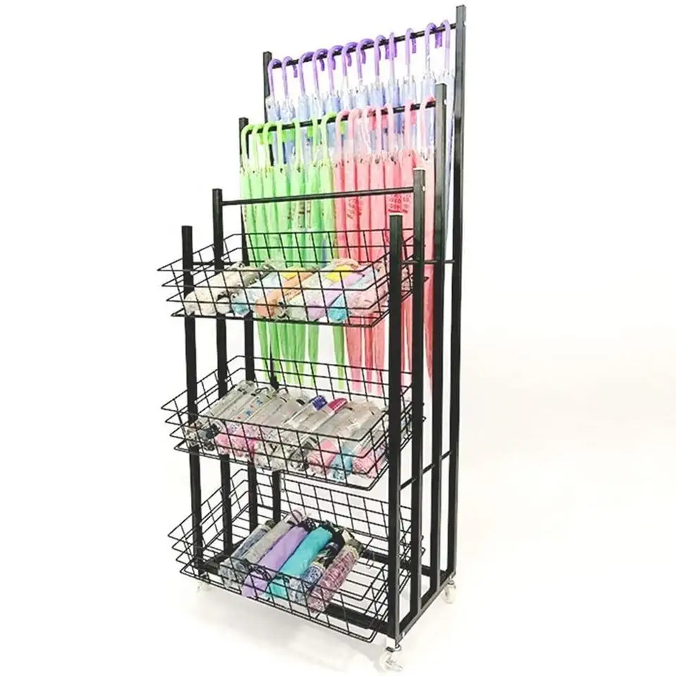 Retail Store Wire Metal Accessory Display Rack For Store Umbrella Display Stand