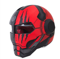 Nouveau design Casque de moto Iron Man à visière relevable, doublure lavable, toutes saisons, casque intégral pour moto