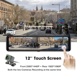 Cámara de salpicadero para espejo retrovisor de 12 pulgadas DVR para coche con pantalla táctil completa G-Sensor GPS Vista trasera frontal 4K Video Recorder Car Black Box - Product Image 2