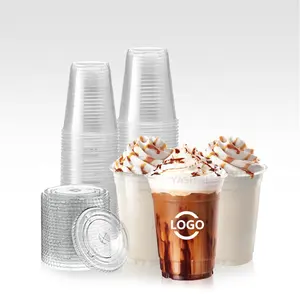 Clear Plastic Iced Coffee 16 Oz Juice Milkshake Smoothie Container Cup With Lid