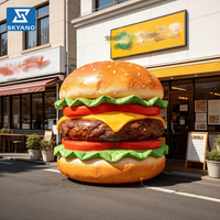 Burger Gonflable Géant Publicitaire, Logo Personnalisable, pour Événement d'Ouverture de Magasin de Burgers