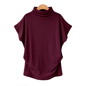 Hot Selling High <b>Neck</b> Short Sleeve Bat Sleeve Loose Women's T-Shirt Top Fashion - Product Image 6
