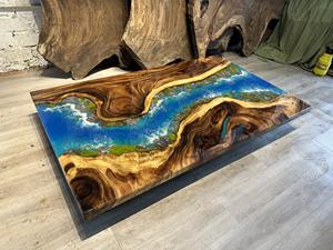 Para Conceptos de Interiores Escandinavos y Japoneses, Mesa Contemporánea de Madera con Resina Epoxi, Estética Minimalista - Product Image 2