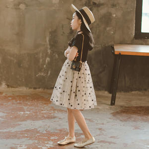 Nouvelle Robe de Performance Latine Premium pour Filles et Enfants, Motif Western, en Tissu Net Bitter Fleabane, Coupe A-Line, Manches Courtes, Respirante, Été - Product Image 2