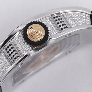 Montre-bracelet automatique Artisan Moissanite Diamond Timepiece Tonneau Ultra Fine Squelette pour Hommes et Femmes, Montre Phare de la Série Front Row - Product Image 3