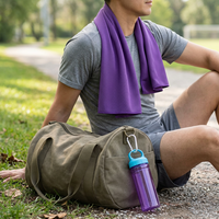 Serviette rafraîchissante en microfibre à séchage rapide pour le sport, tour de cou et visage, respirante, tissée, avec logo personnalisé et bouteille, idéale pour la course et la gym