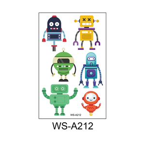 Pegatina de <span class=keywords><strong>tatuaje</strong></span> de dibujos animados para niños, máquina Robot de dibujos animados de colores mezclados, pegatinas de <span class=keywords><strong>tatuaje</strong></span> temporal para niños - Product Image 3
