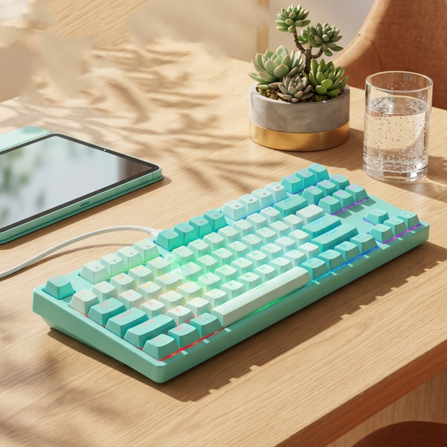 Color-matched Mechanical Keyboard, 87-key Gaming, Office, Business, Full-key Without Bumping Mechanical Keyboard