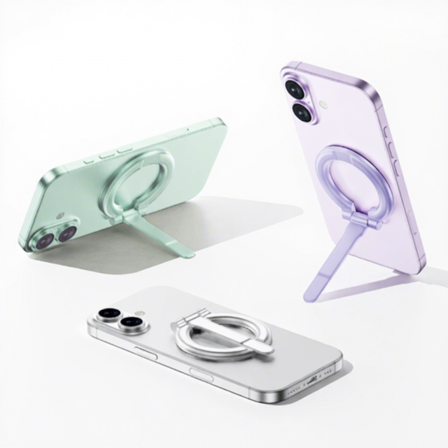 High Quality Zinc Alloy Foldable Magnetic Cell Phone Holder for iPhone 17 16 15 14 13 12 Pro Max Strong N52 Magnet Ring Stand