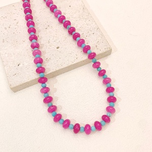 Collar de Cuentas de Cristal de Color Pitaya con Diseño de Nicho de Moda, Collar de Cuentas de Turquesa Azul Lago de Piedra Natural para Mujer - Product Image 3