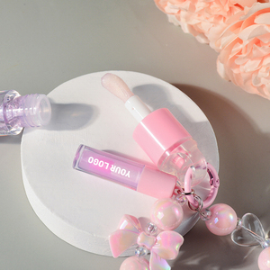 Kit d'huile à lèvres hydratante effet miroir changeant de couleur 5ml & 1.5ml, <span class=keywords><strong>gloss</strong></span> teinté portable avec bracelet porte-clés nœud perlé - Product Image 3