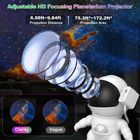 Projecteur d'étoiles fusée astronaute, rotation 360° réglable, LED, 13 disques de films, minuterie USB, lampe ciel étoilé nébuleuse planétarium artistique