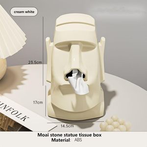 Caja de pañuelos decorativa con diseño de estatua Moai, recargable, de plástico, divertida escultura de mesa de marca - Product Image 2