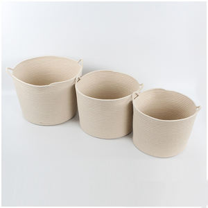 wholesale rope <b>basket</b> cotton custom logo cotton rope laundry storage <b>baskets</b> with handle suitable - Product Image 2