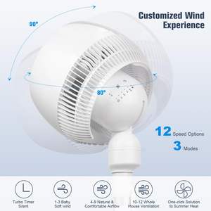 مراوح دائرية للهواء تتأرجح عن بعد مع 4 أوضاع 12 سرعة مراوح واقفة للمكتب المنزلي - Product Image 3